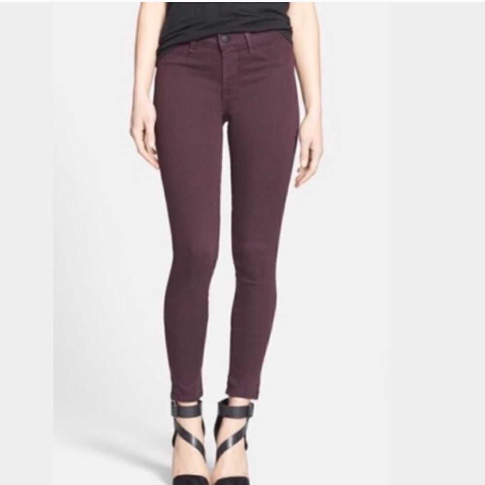 J Brand Super Skinny Dark‎ Plum Denim Jeans 26